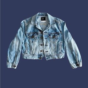 BDG Urban Outfitters Long‎ Sleeve Collared Blue Denim Jean Jacket Cropped XS/S